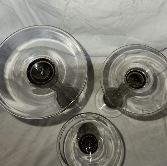 Smokey Gray Glass Candlesticks - Picture 3 of 7